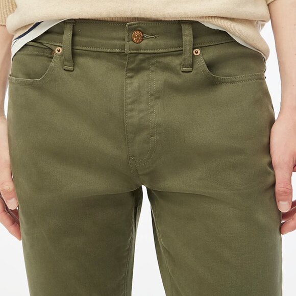 NWT J. CREW FACTORY OLIVE GREEN SLIM-FIT FLEX PANTS - SIZE 34 x 30 - Picture 2 of 15